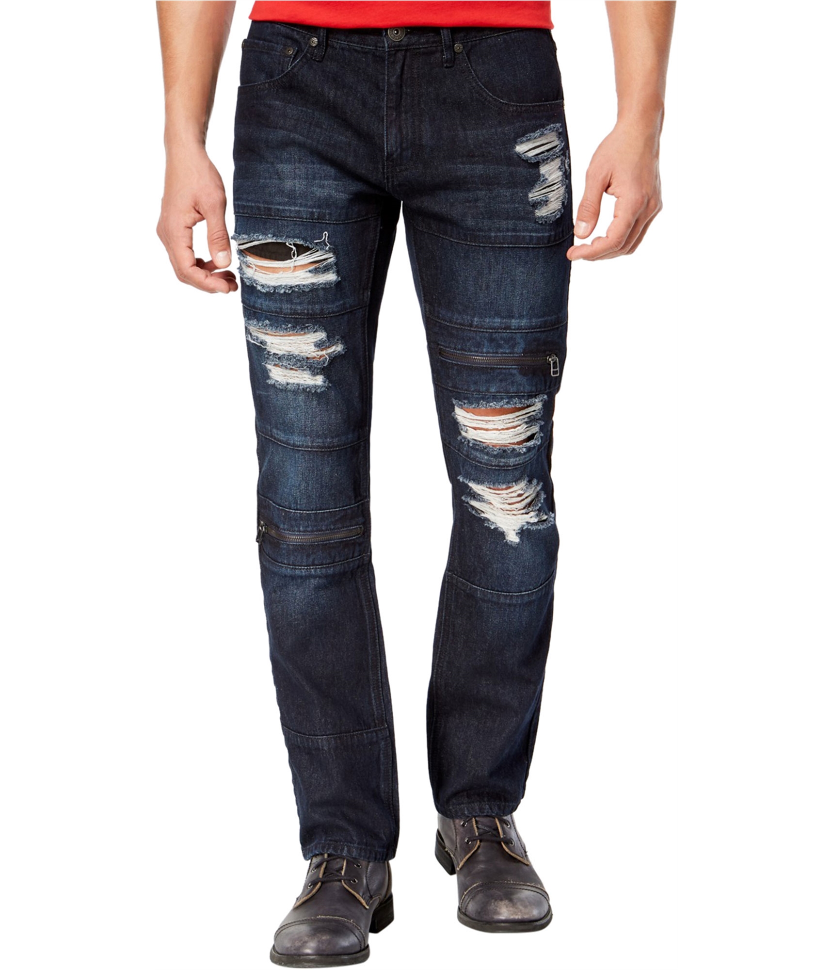I-N-C Mens Ripped Slim Fit Jeans, Blue, 32W x 32L | eBay