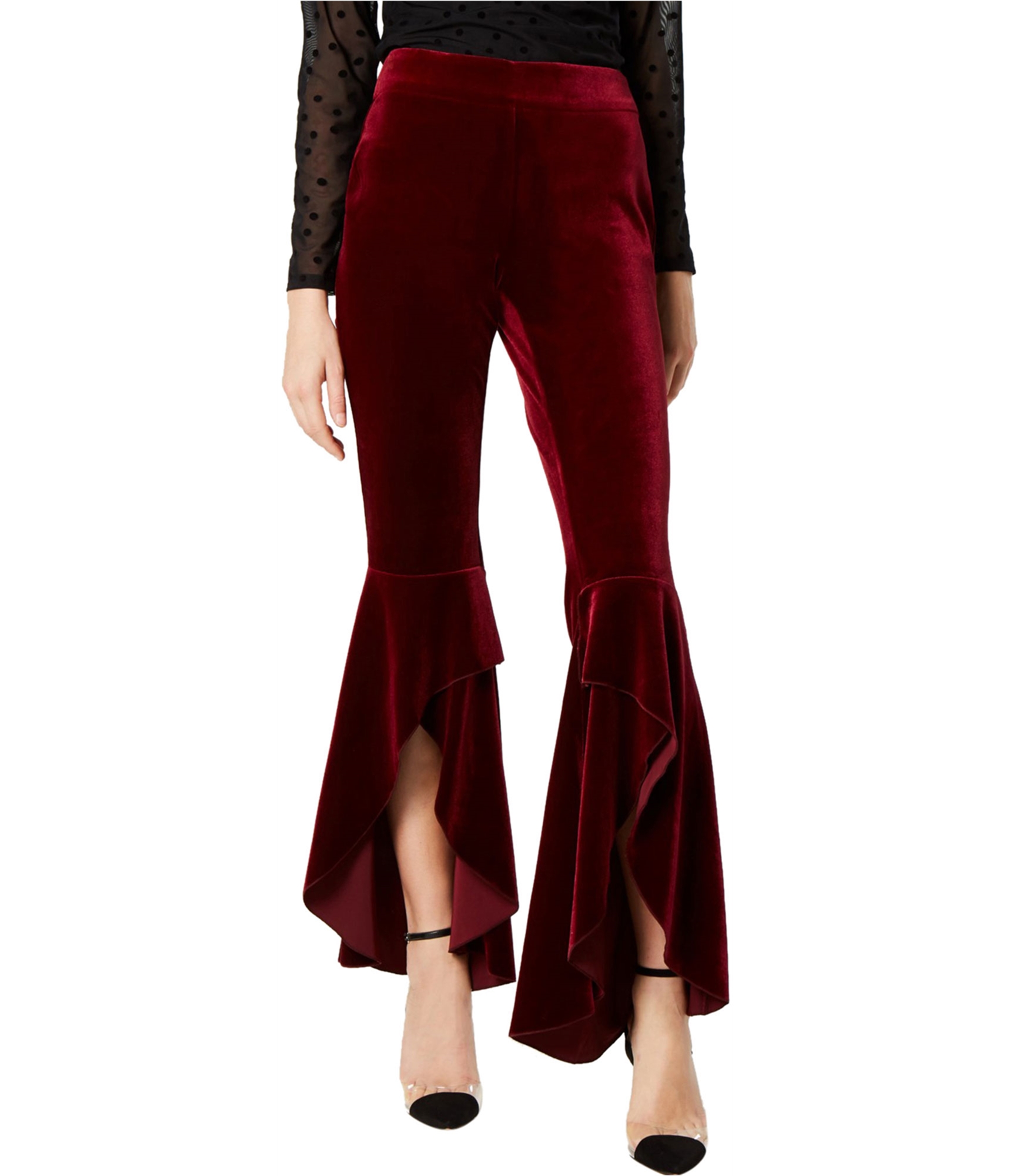 red velvet pants