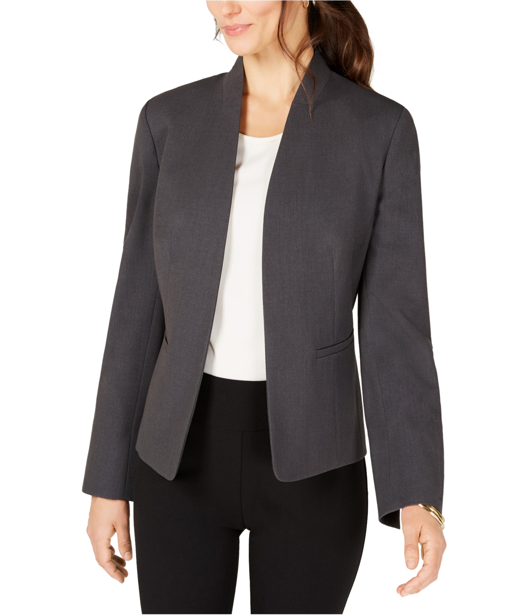 Nine West Womens Open Front Blazer Jacket, Grey, Large | eBay