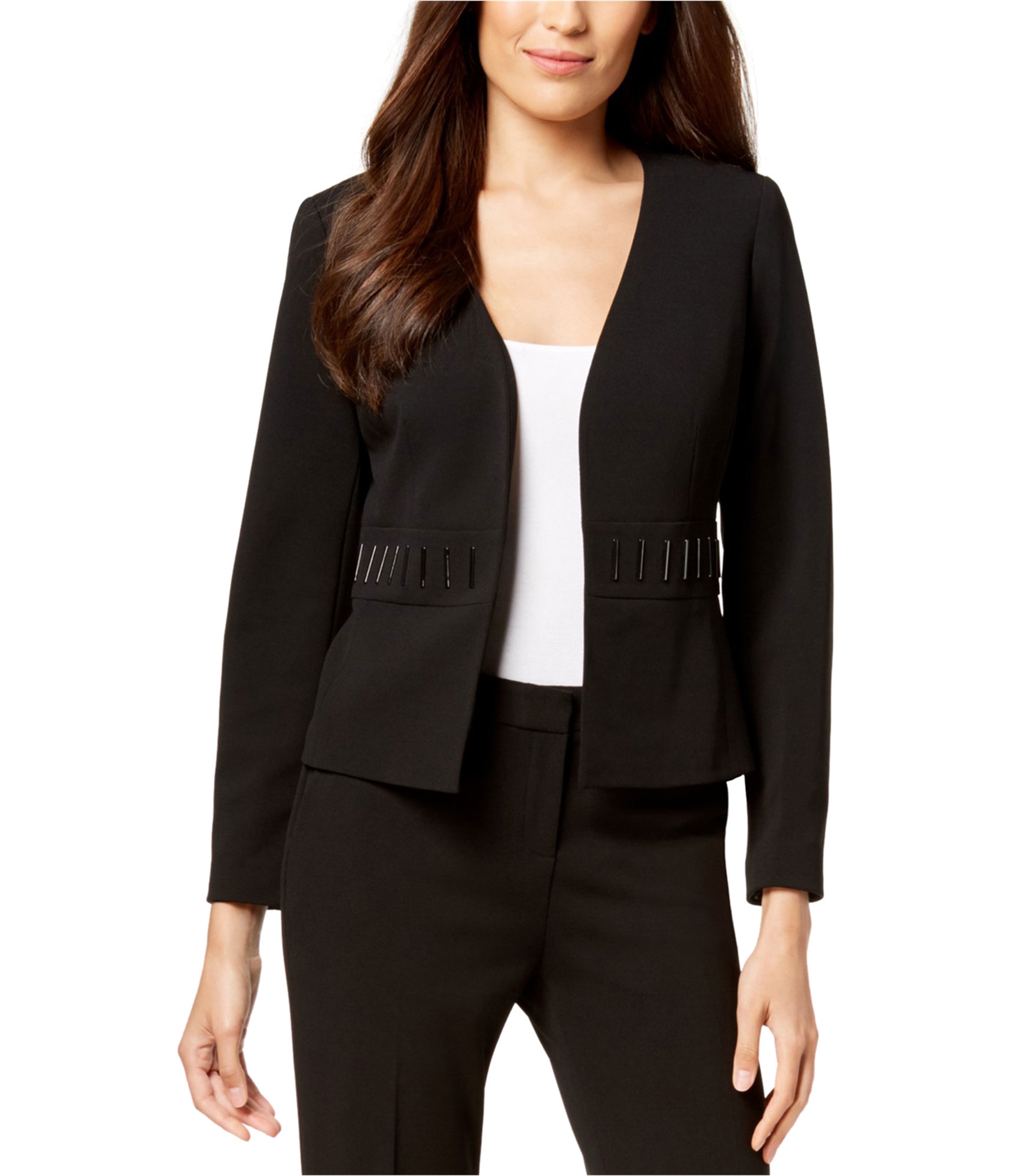 Kasper Womens Embellished Waist Blazer Jacket, Black, 14P | eBay