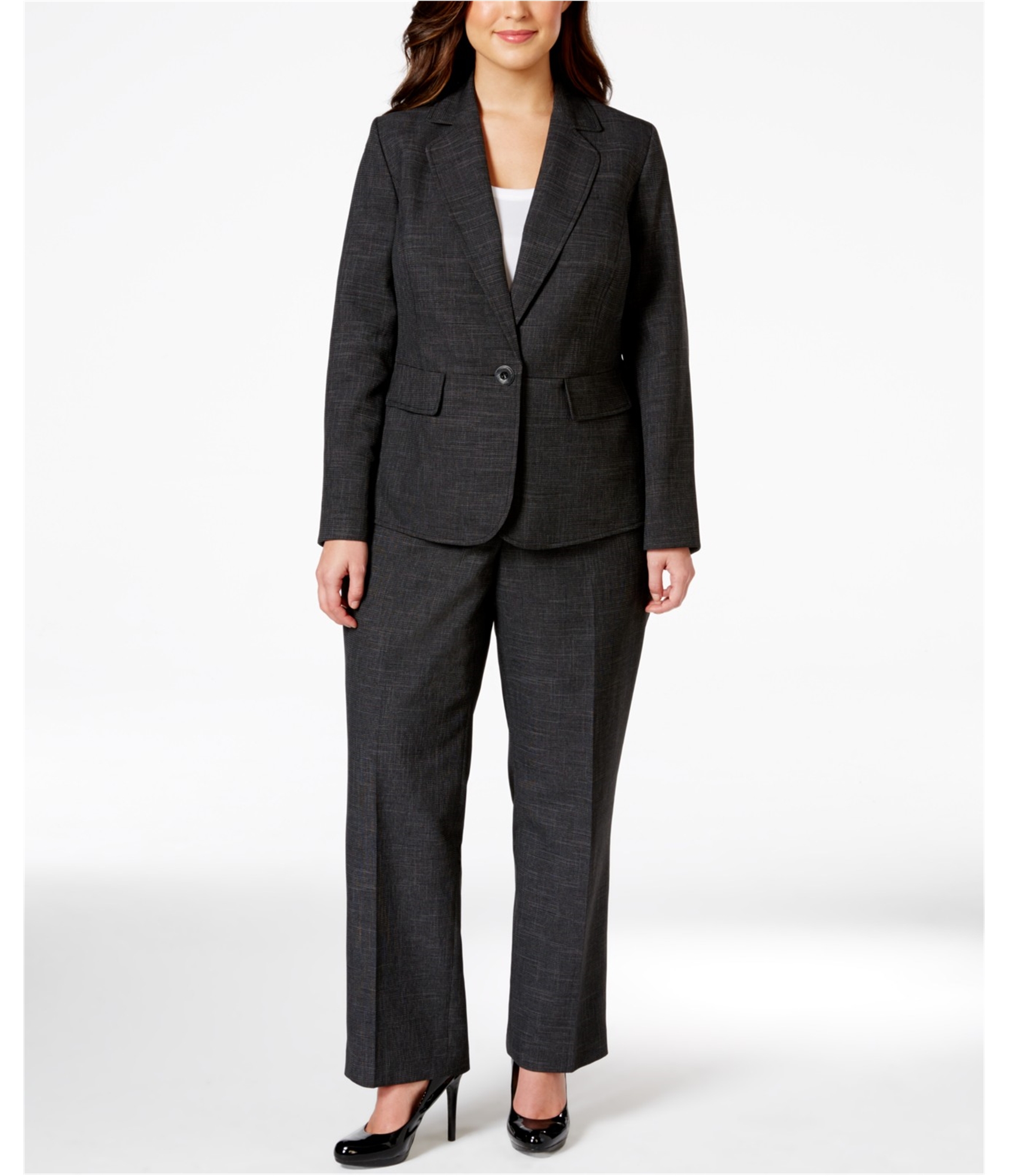 Le Suit Womens Textured Casual Trouser Pants, Black, 22W | eBay