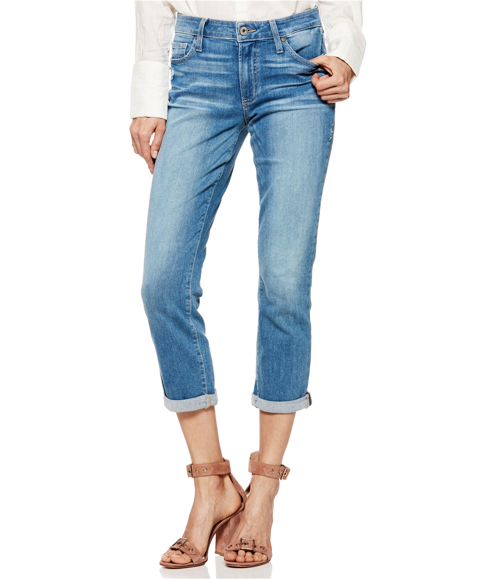 Paige Womens Jimmy Jimmy Boyfriend Fit Cropped Jeans, Blue, 26 | eBay