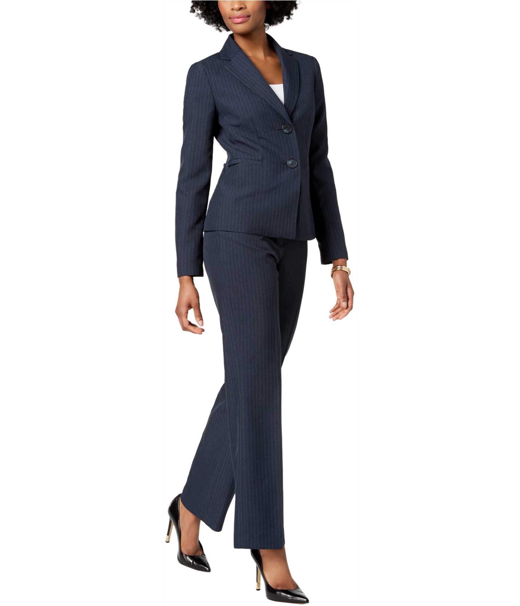 Le Suit Womens Striped Pant Suit, Blue, 10 716357349630 | eBay