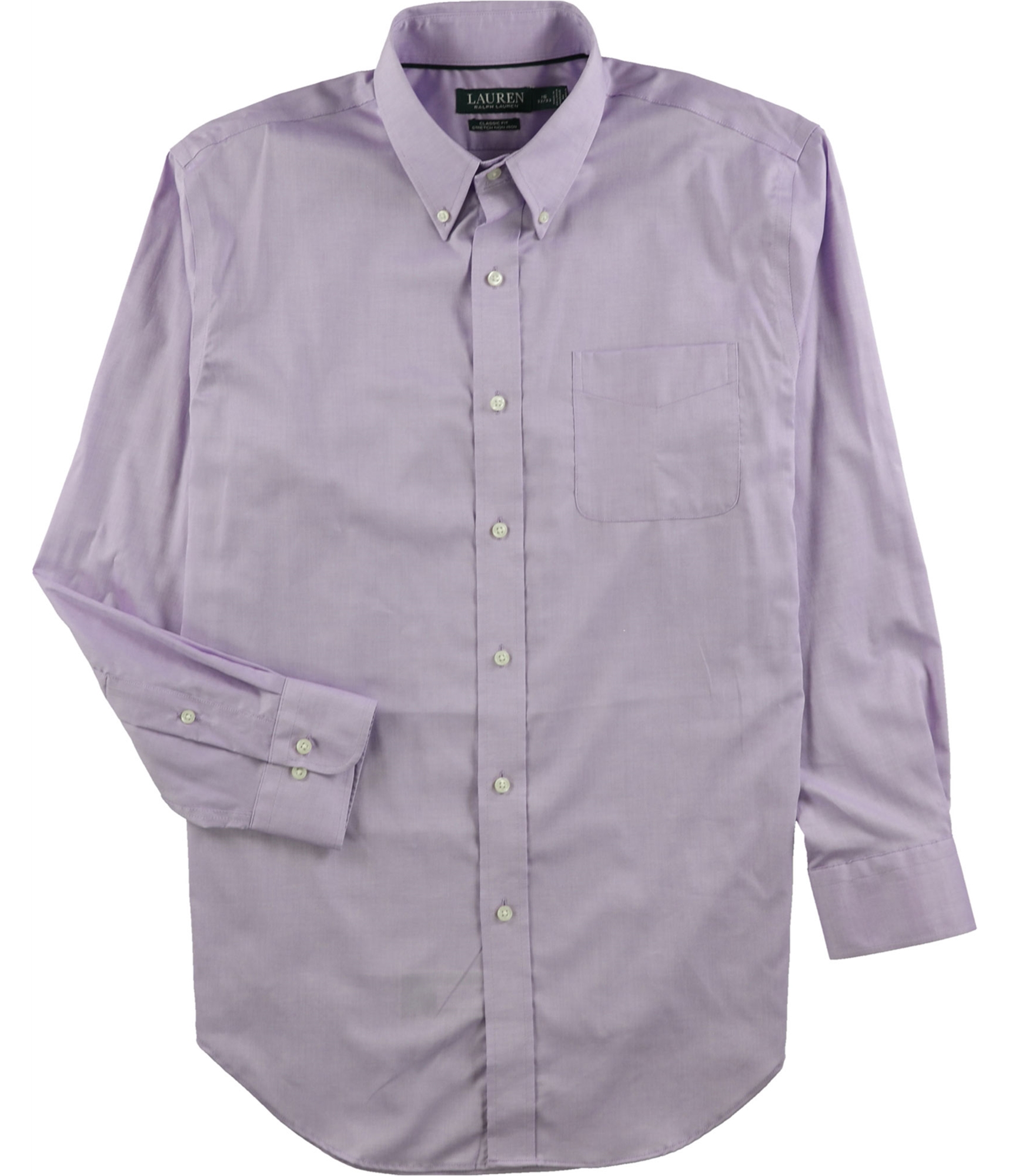 Ralph Lauren Mens Solid Button Up Dress Shirt, Purple, 16