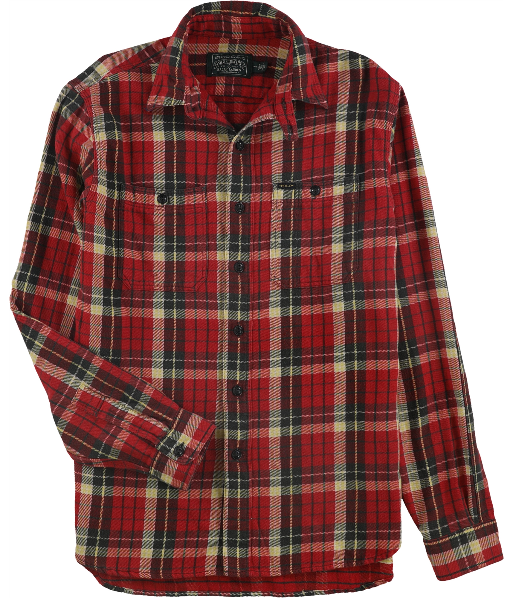 Ralph Lauren Mens Flannel Button Up Shirt, Red, Small | eBay