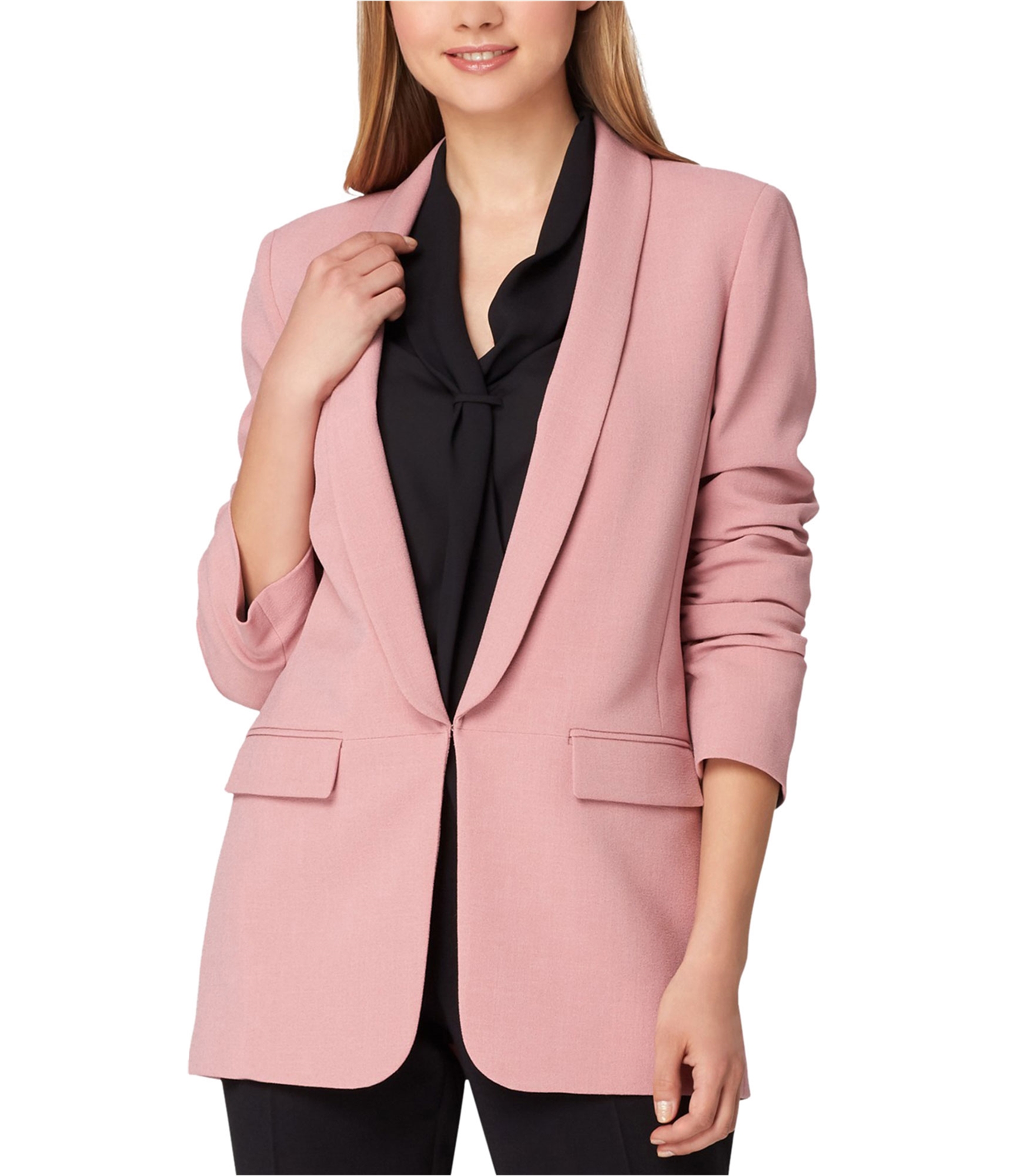 Tahari Womens Shawl Collar One Button Blazer Jacket, Pink, 14 ...