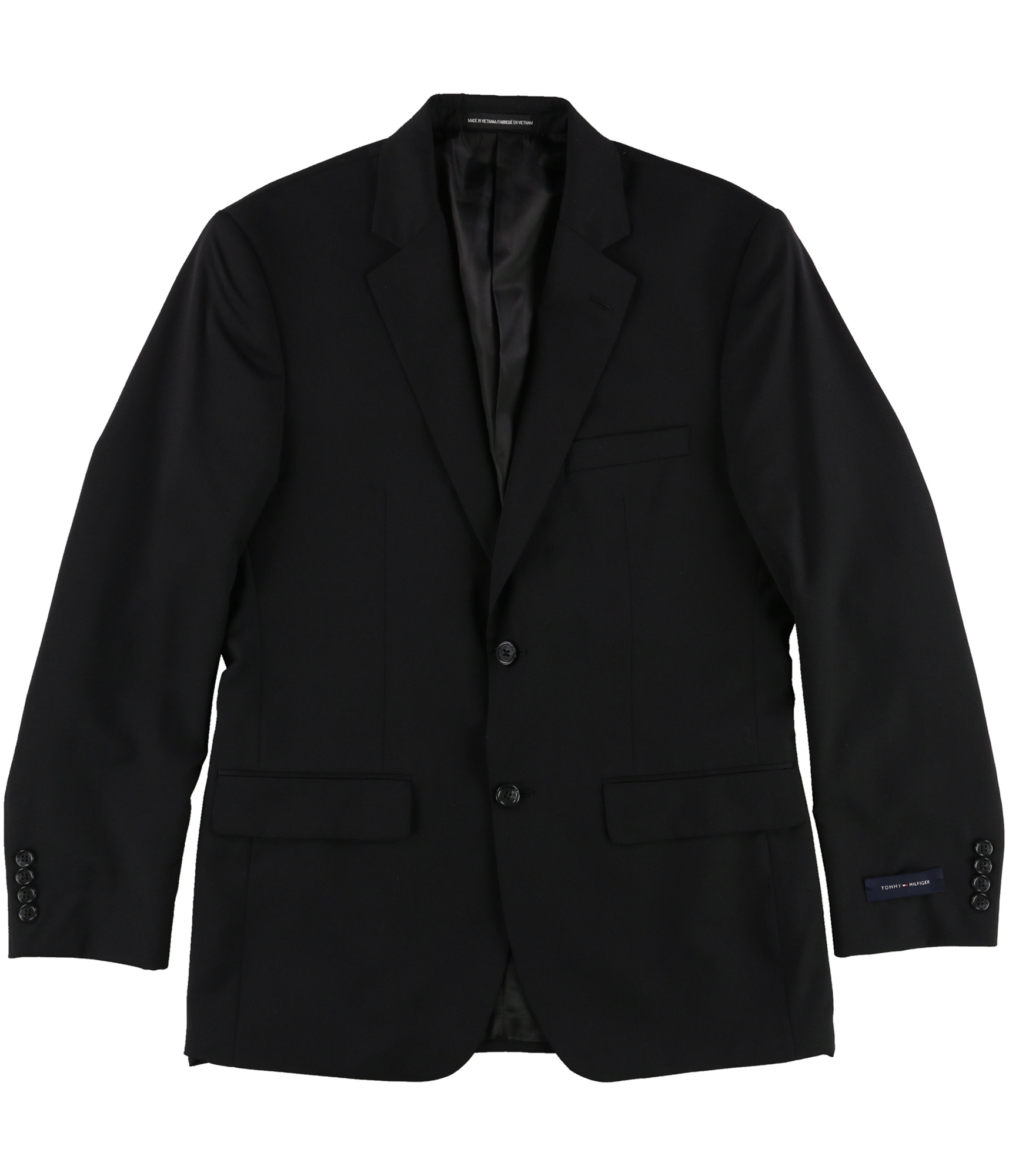 Tommy Hilfiger Mens Classic Two Button Blazer Jacket, Black, 38 Regular ...