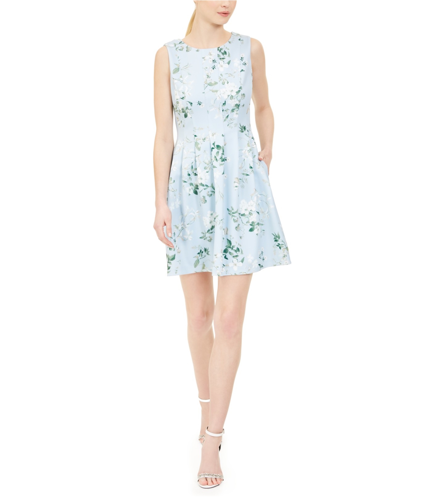 Calvin Klein Womens Floral Print Fit Flare Dress