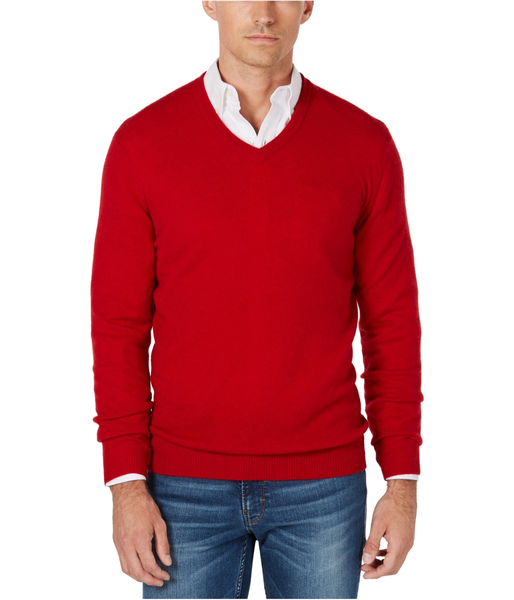 Club Room Mens Cashmere Knit Sweater, Red, Large | eBay