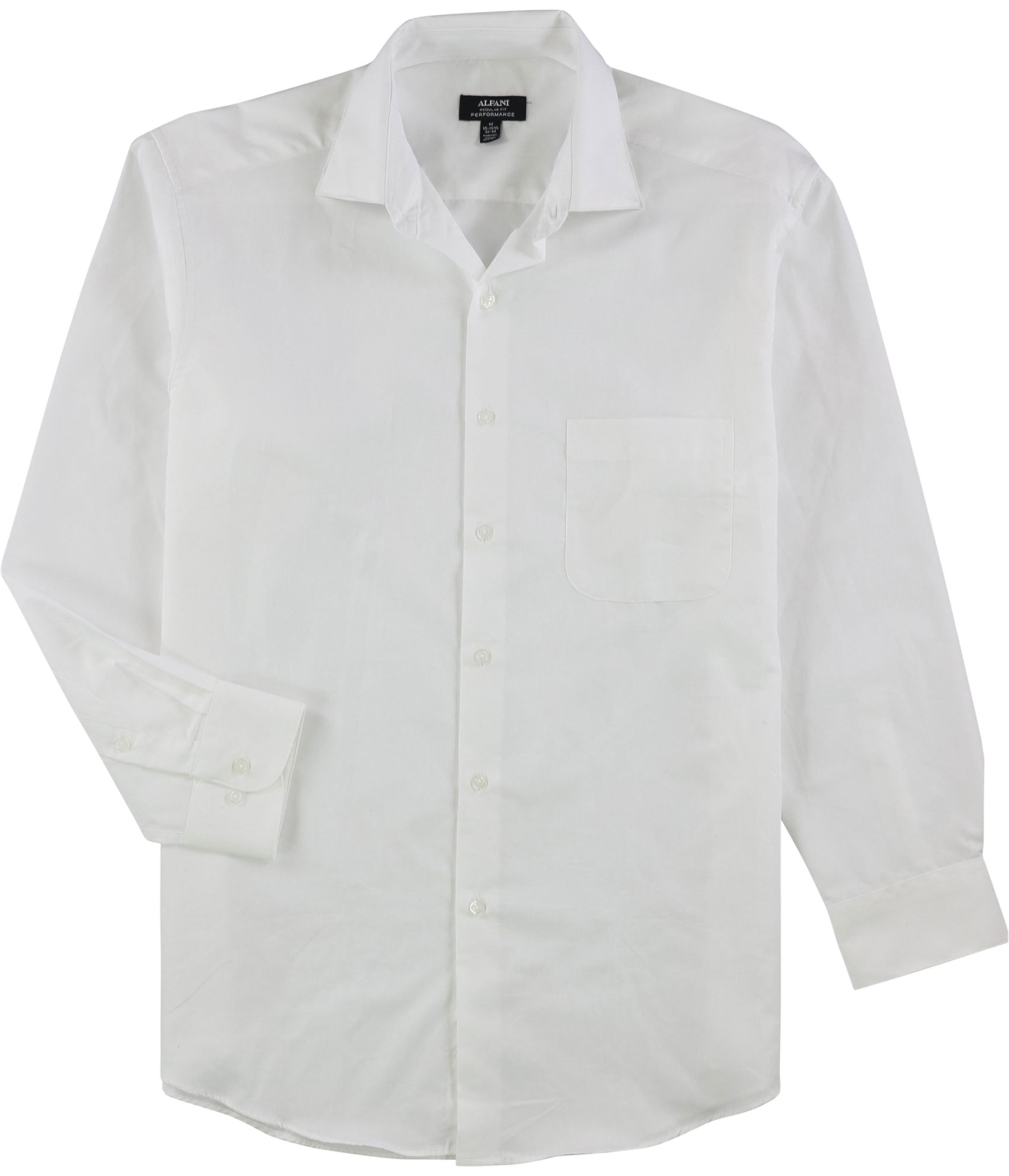 Alfani Mens Performance Stretch Button Up Dress Shirt white 15-15 1/2 ...