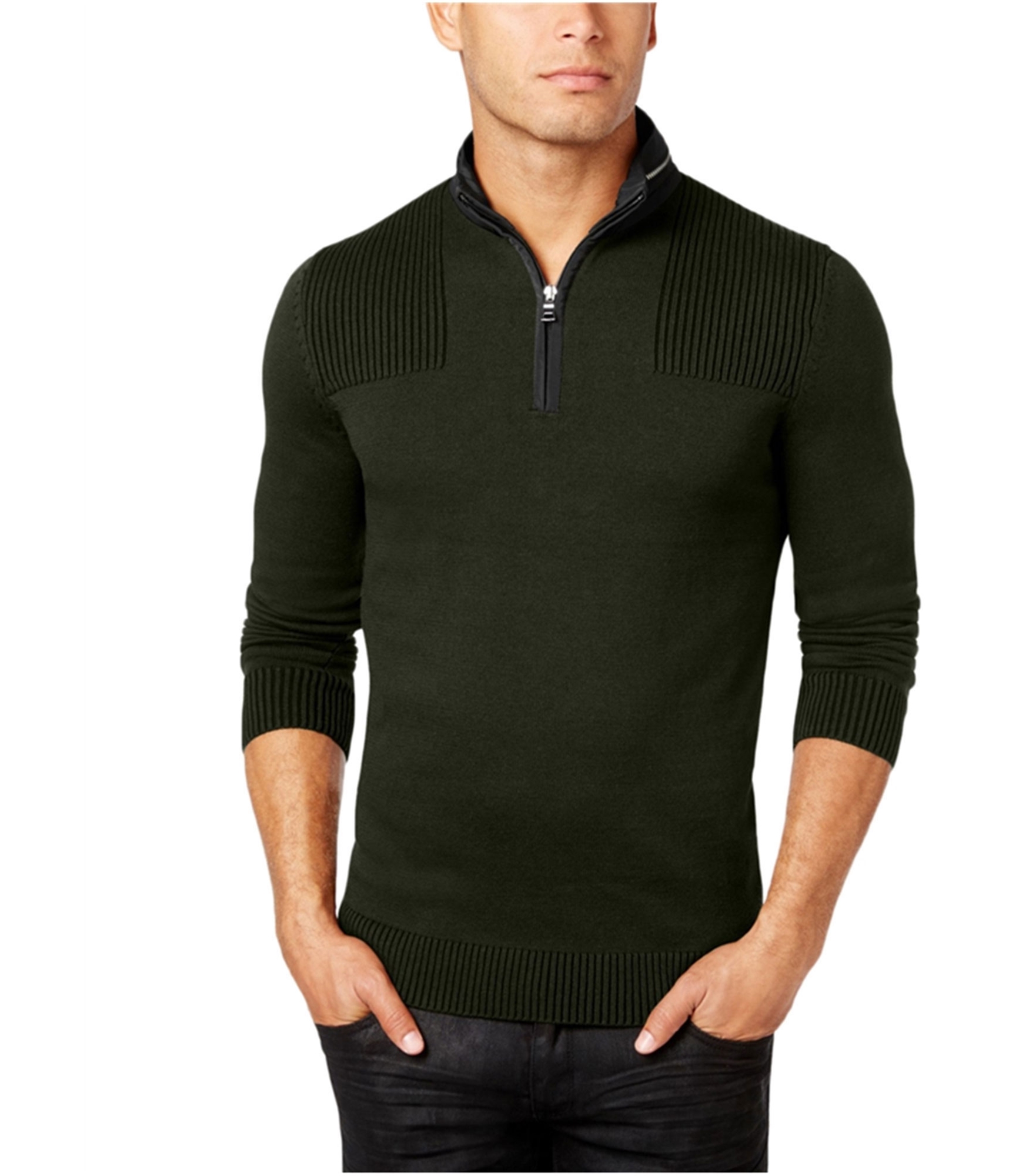I-N-C Mens Quarter Zip Pullover Sweater, Green, Medium | eBay