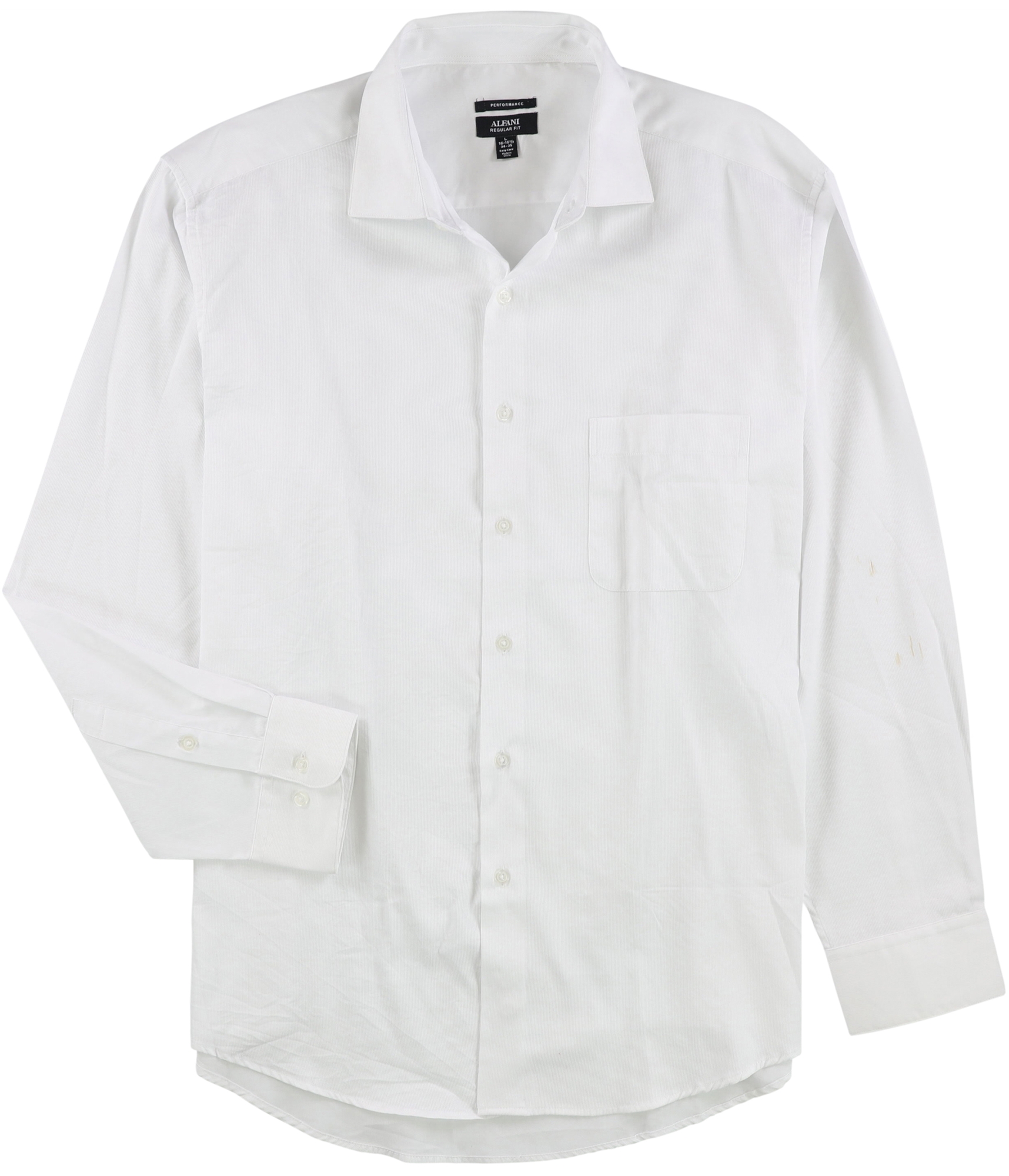 Alfani Mens Stripe Button Up Dress Shirt, White, 16