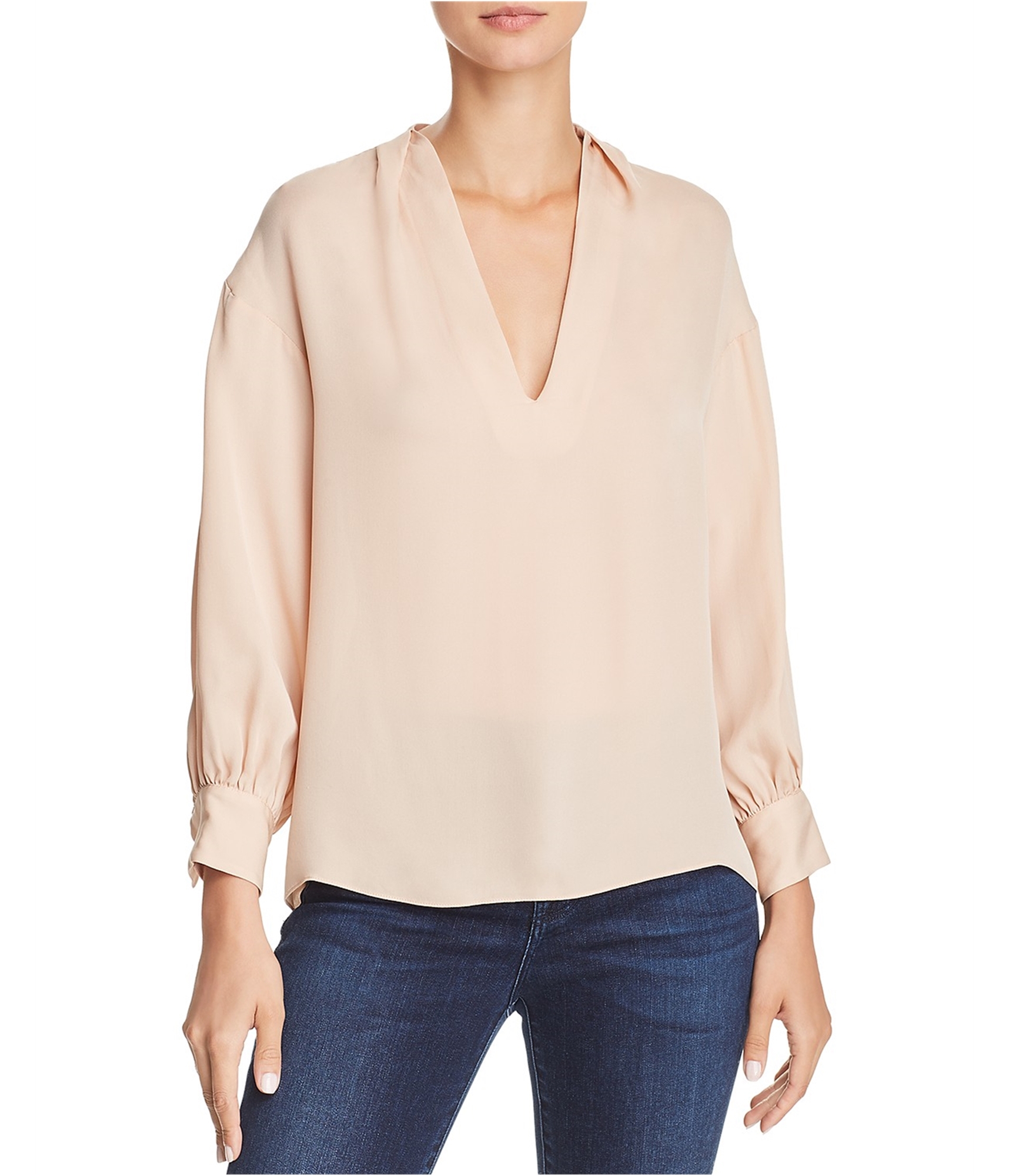 Joie Womens V-Neck Peasant Blouse, Pink, Small | eBay