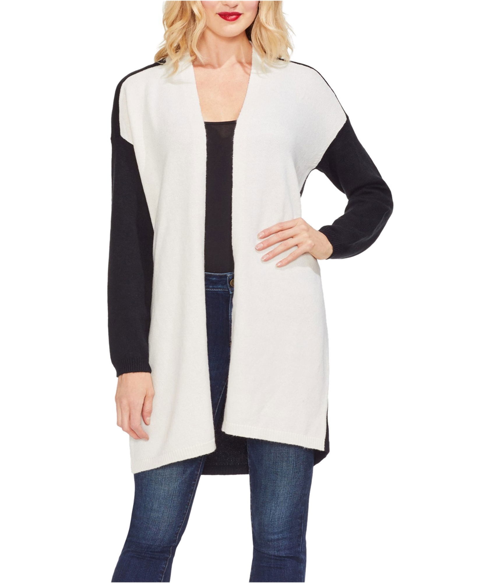 vince camuto herringbone open cardigan