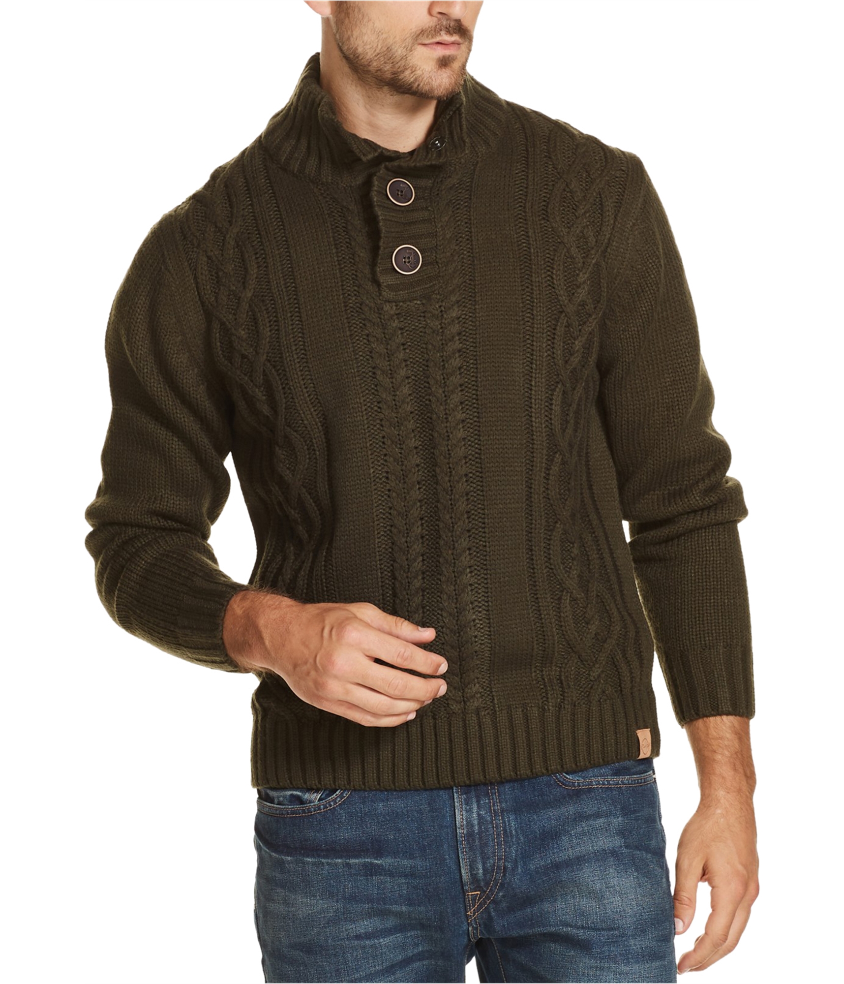 Weatherproof Mens Military Button Pullover Sweater | eBay