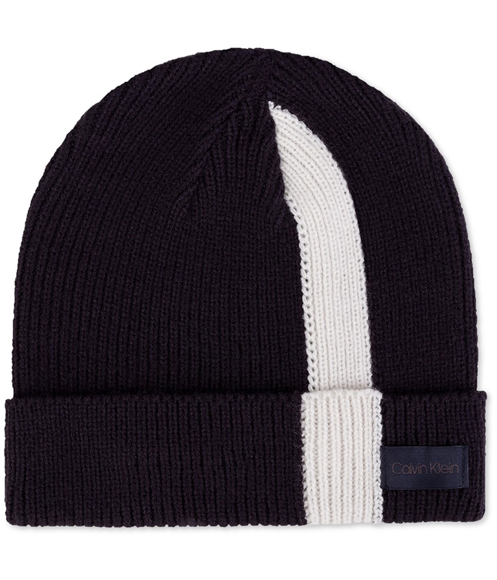 Calvin Klein Mens Stripe Ribbed Beanie Hat, Blue, One Size | eBay