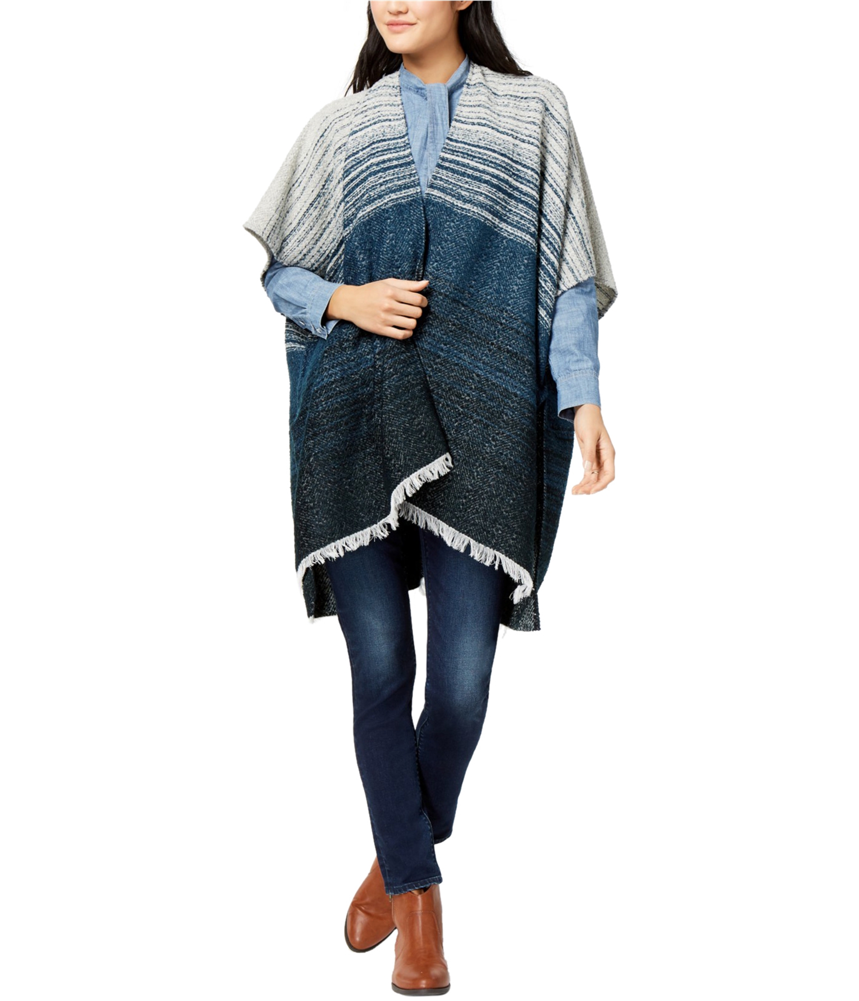 Lucky Brand Womens Striped Kimono Sweater, Blue, One Size | eBay