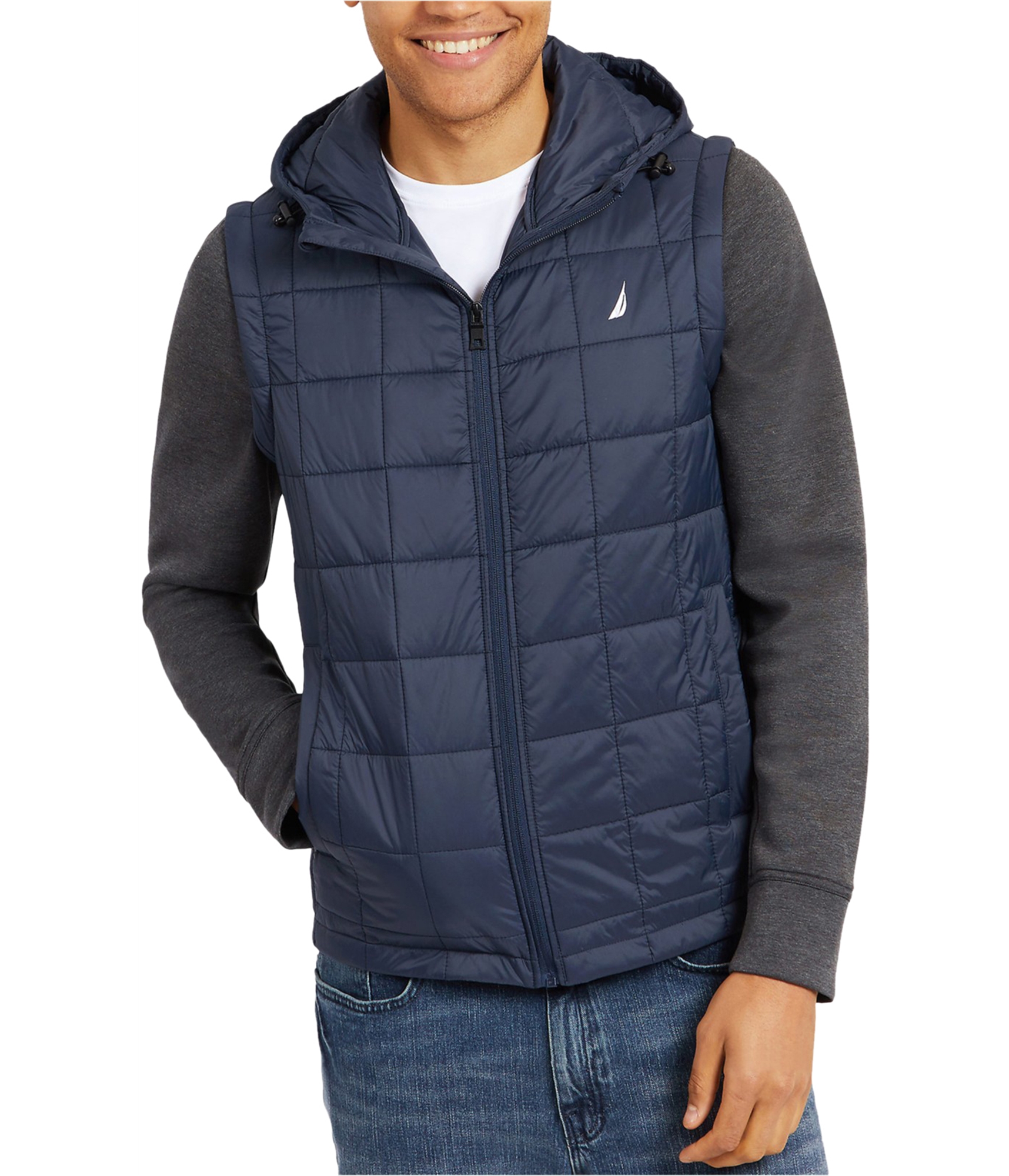 Nautica Mens Detachable-Sleeve Puffer Jacket, Blue, Large | eBay