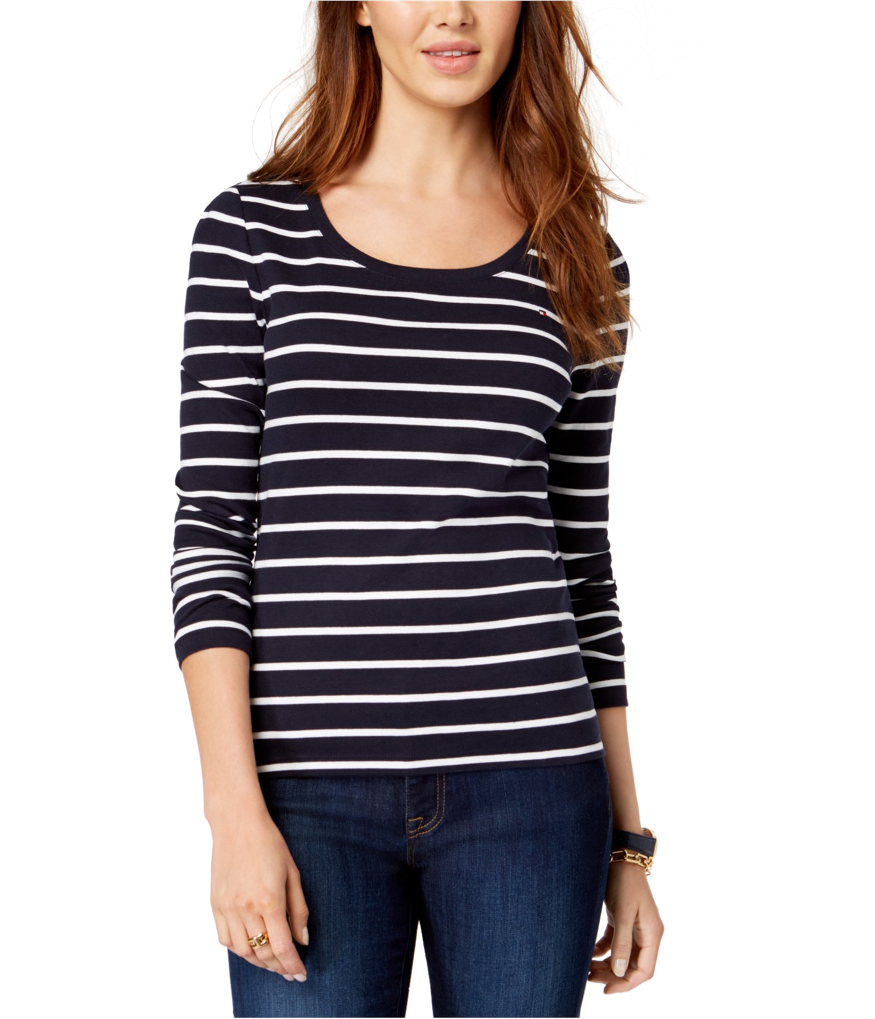 Tommy Hilfiger Womens Striped Basic T-Shirt, Blue, Medium | eBay