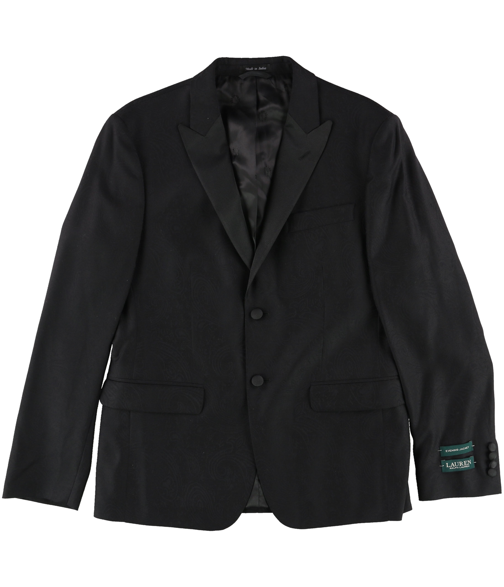 Pre-owned Ralph Lauren Mens Classic-fit Black Paisley Two Button Blazer Jacket