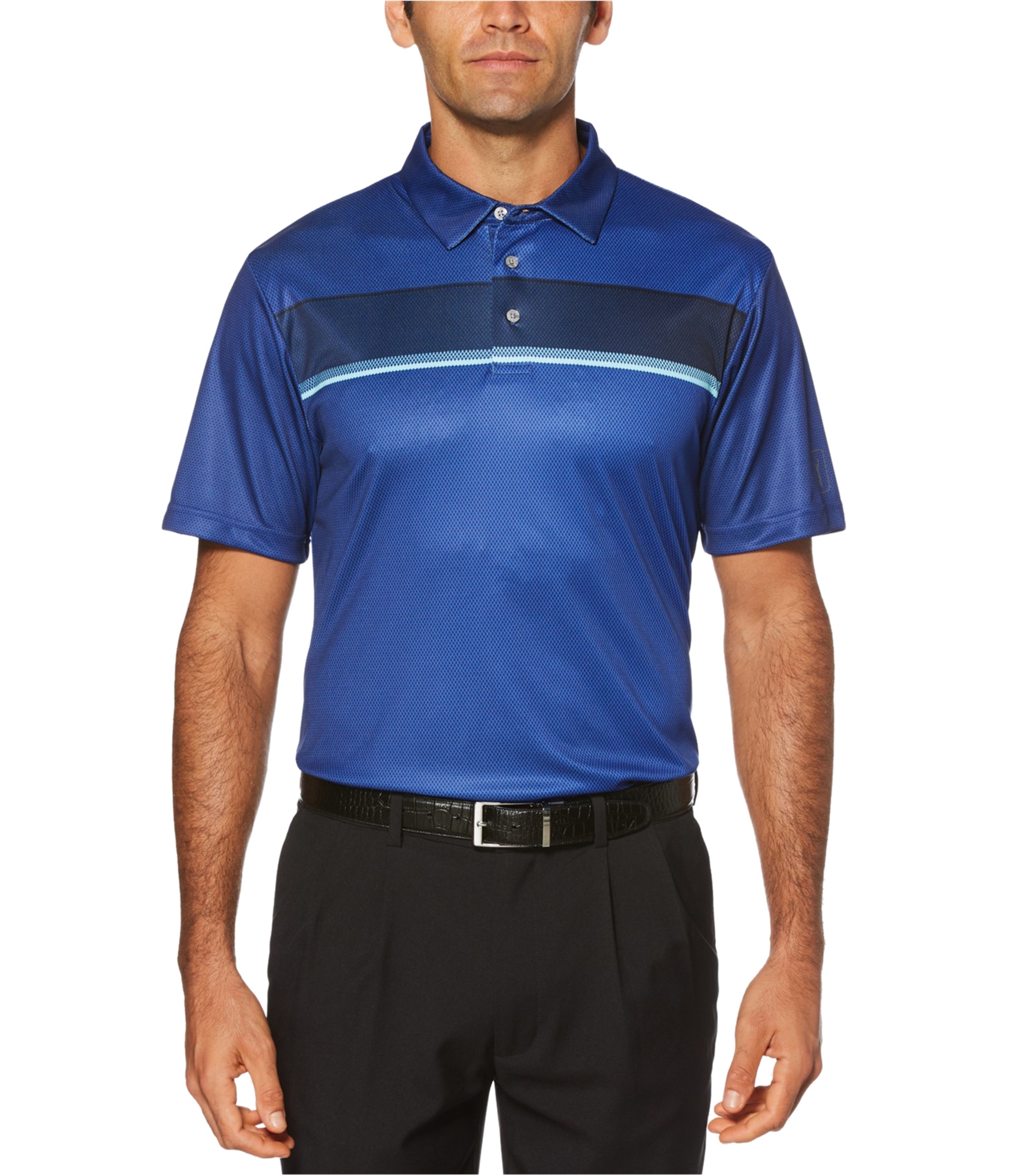 PGA Tour Mens Gradient Mesh Rugby Polo Shirt, Blue, Large | eBay