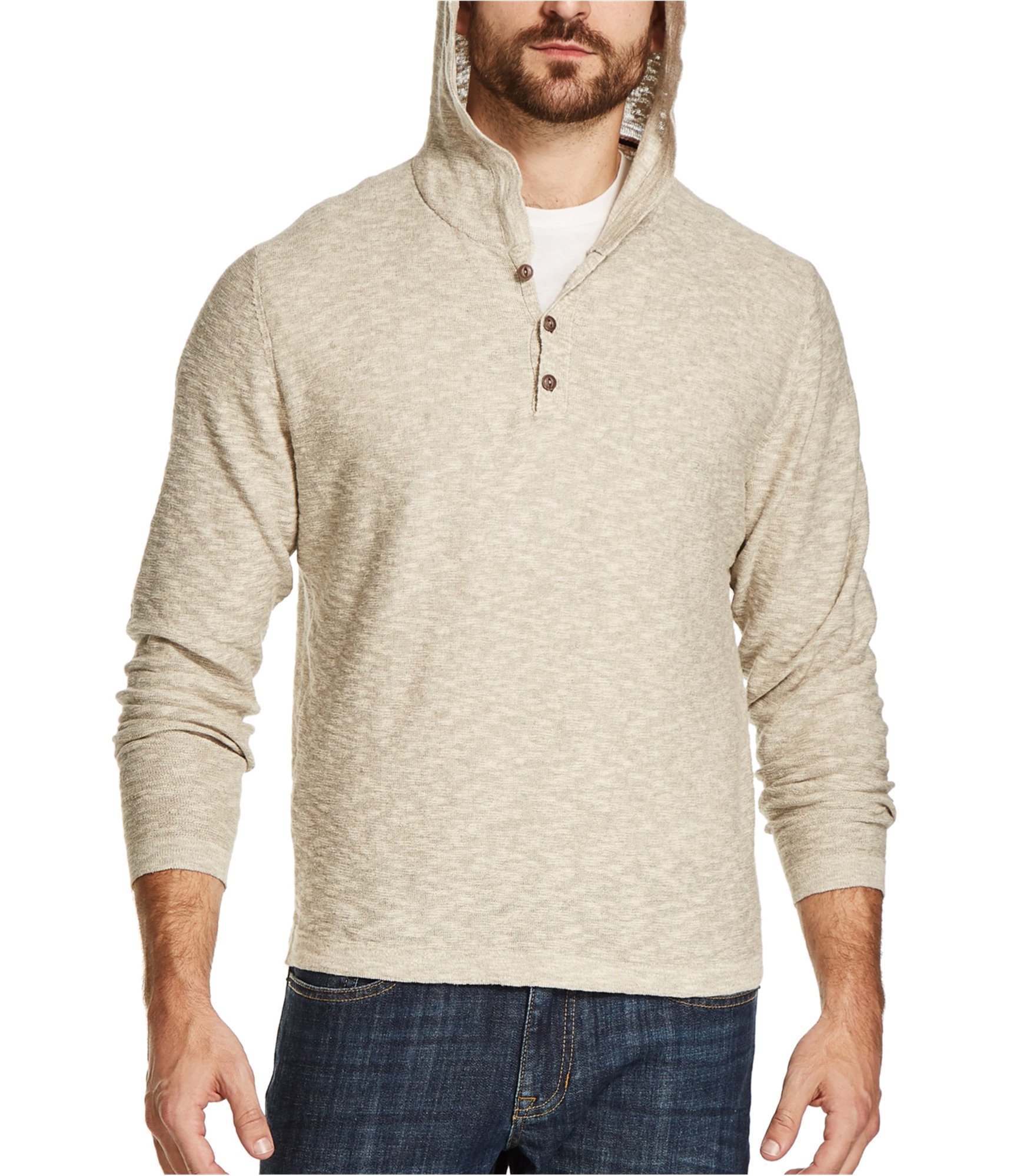 Weatherproof Mens Texture Hooded Henley Sweater, Grey, XXX-Large | eBay