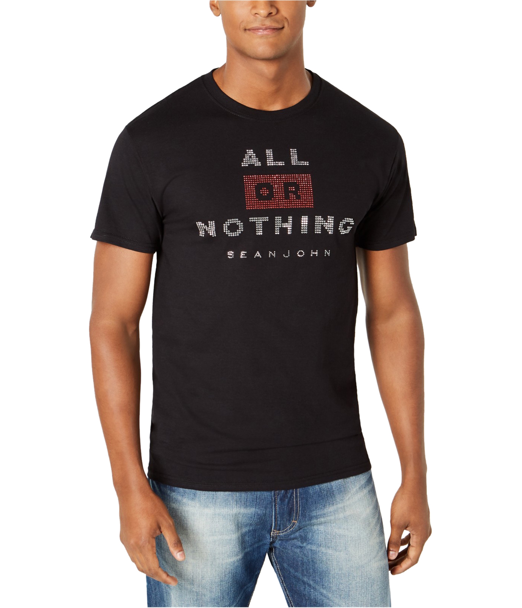 Sean John Mens All Or Nothing Studded Embellished T-Shirt, Black, XX ...
