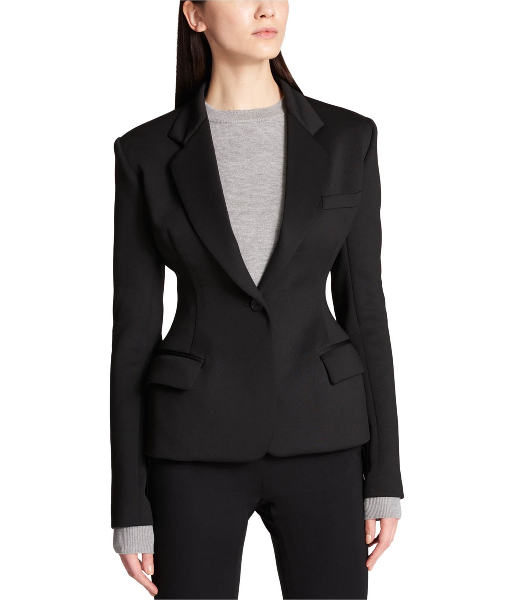 DKNY Womens Exaggerated-Fit One Button Blazer Jacket, Black, 4 | eBay
