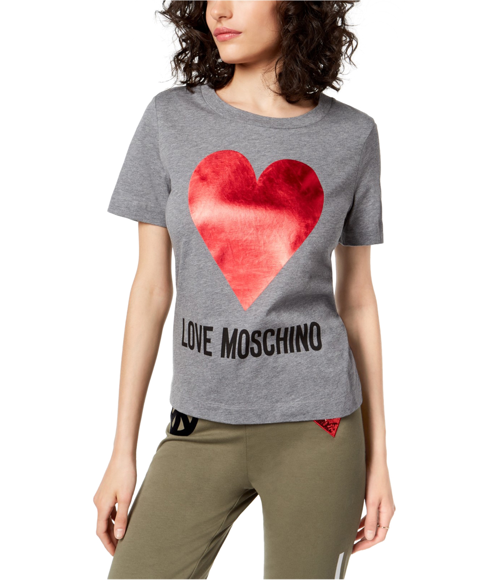 Moschino Womens Red Heart Graphic T-Shirt, Grey, 10 8050326133991 | eBay