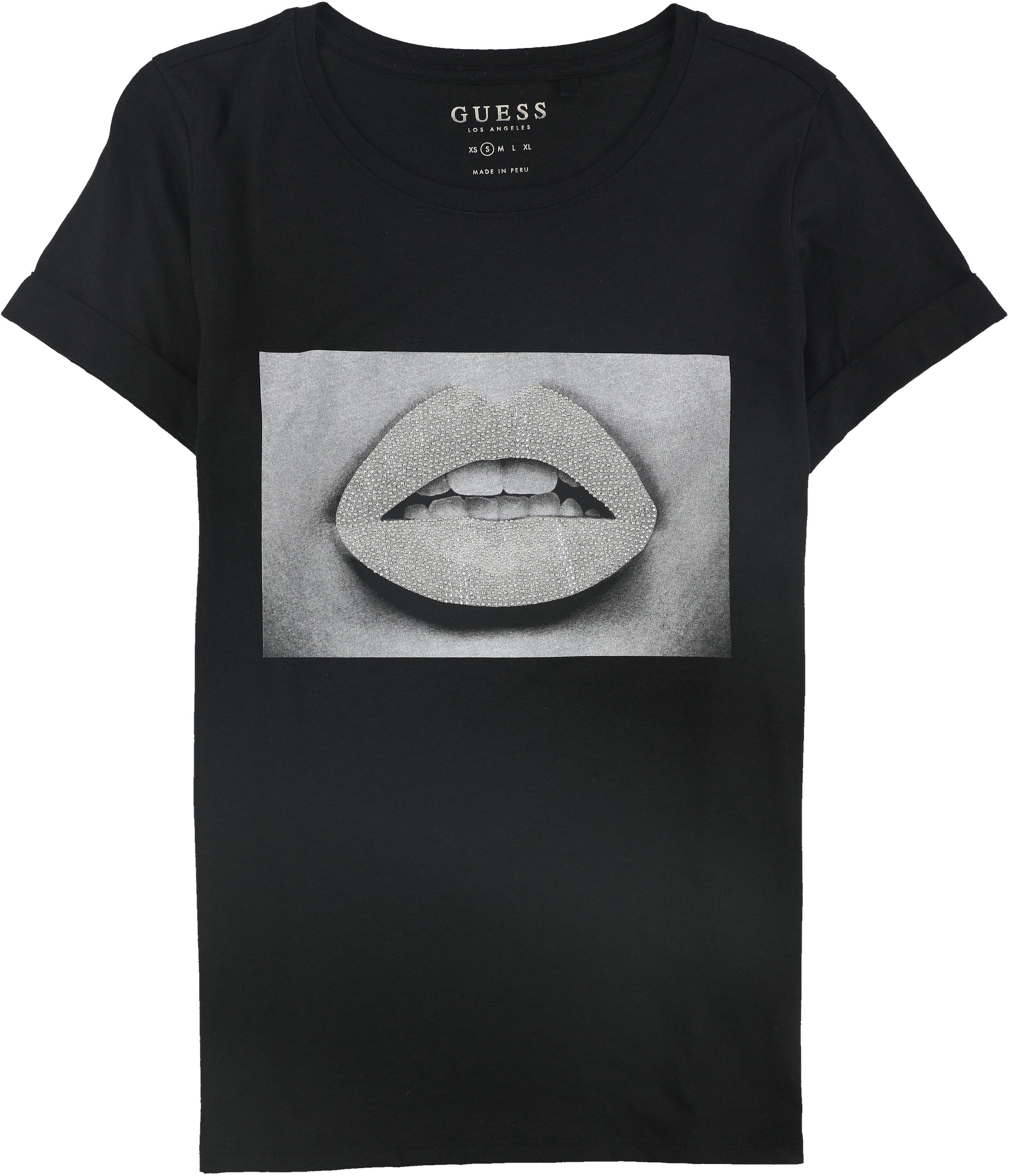 GUESS Womens Lip Embellished T-Shirt, Black, Small 191338829835 | eBay